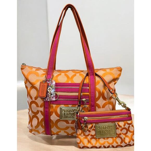 Y2K Coach 13826 Poppy OP Art Signature Tote & Large Wristlet - Picture 15 of 15